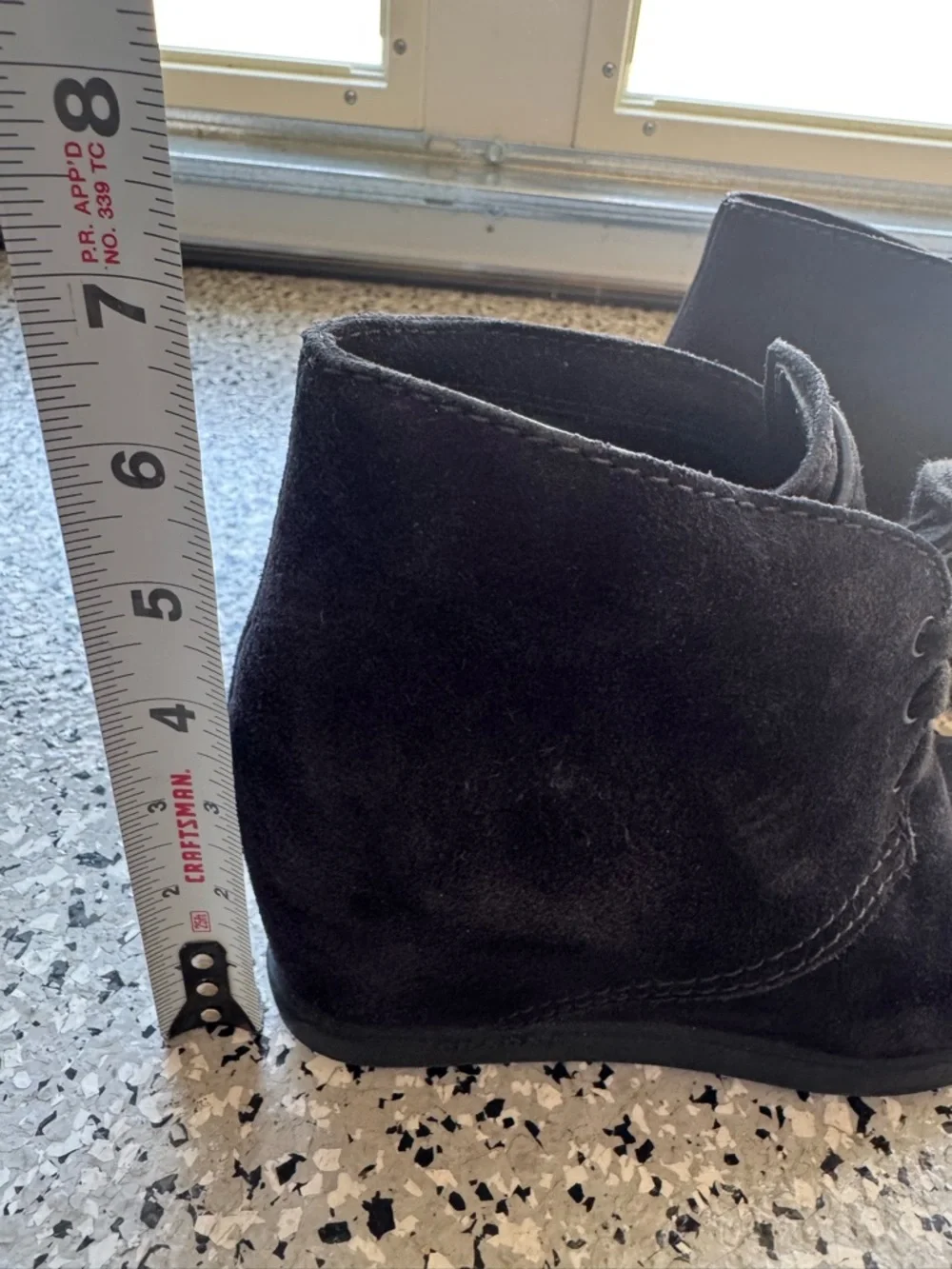 Prada suede black hidden wedge ankle boots women’s 37 pre owned - Picture 7 of 10